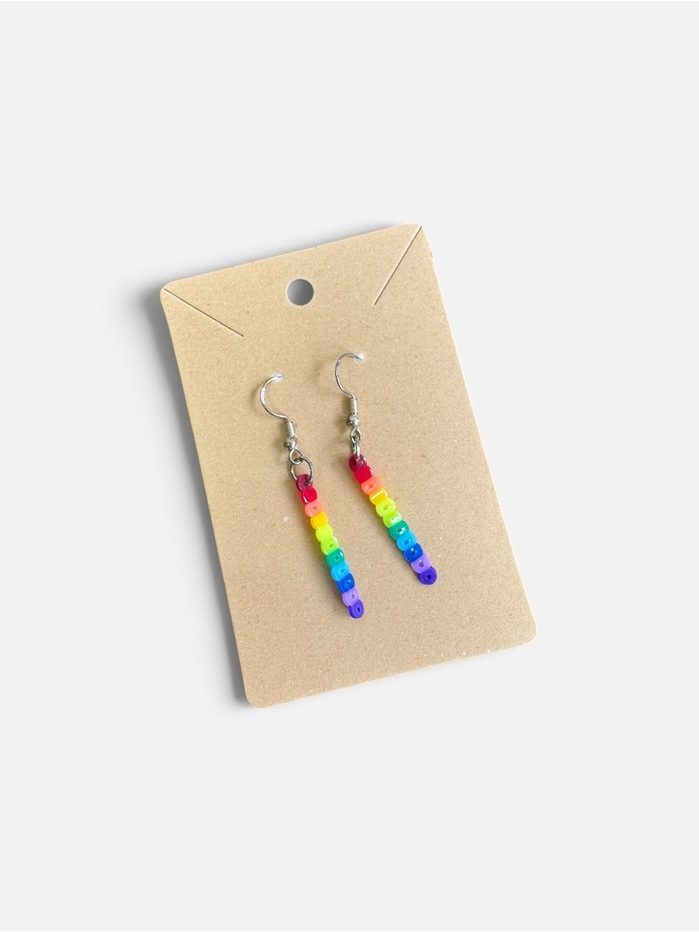 Handmade Rainbow Mini Perler Bead Dangle Earrings